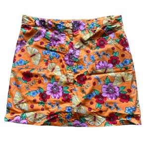 VTG Y2K NickNackPattyWack Floral Flower Power Bright Orange Butterfly Skort